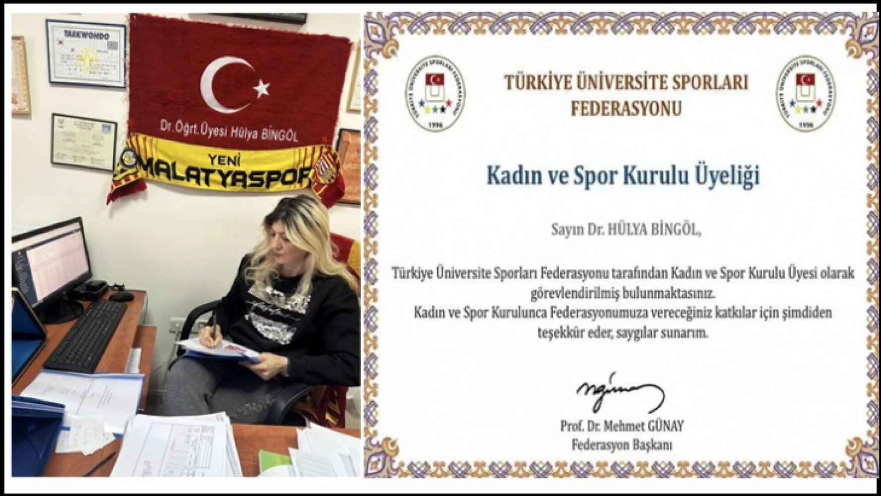 Türkiye Üniversite Sporları Federasyonu Kadın ve Spor Kurulu Üyeliğine seçildi