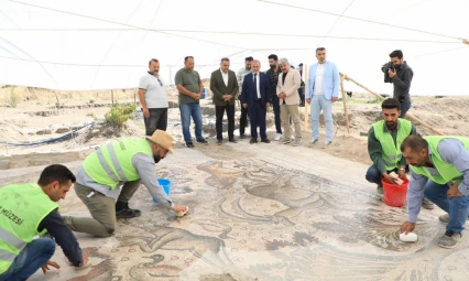 Elazığ'da 84 metrekarelik tek parça tarihi mozaik bulundu